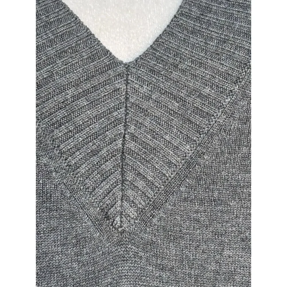 Banana Republic Silk Cotton Cashmere V Neck Grey Sweater Small Minimalist Unisex